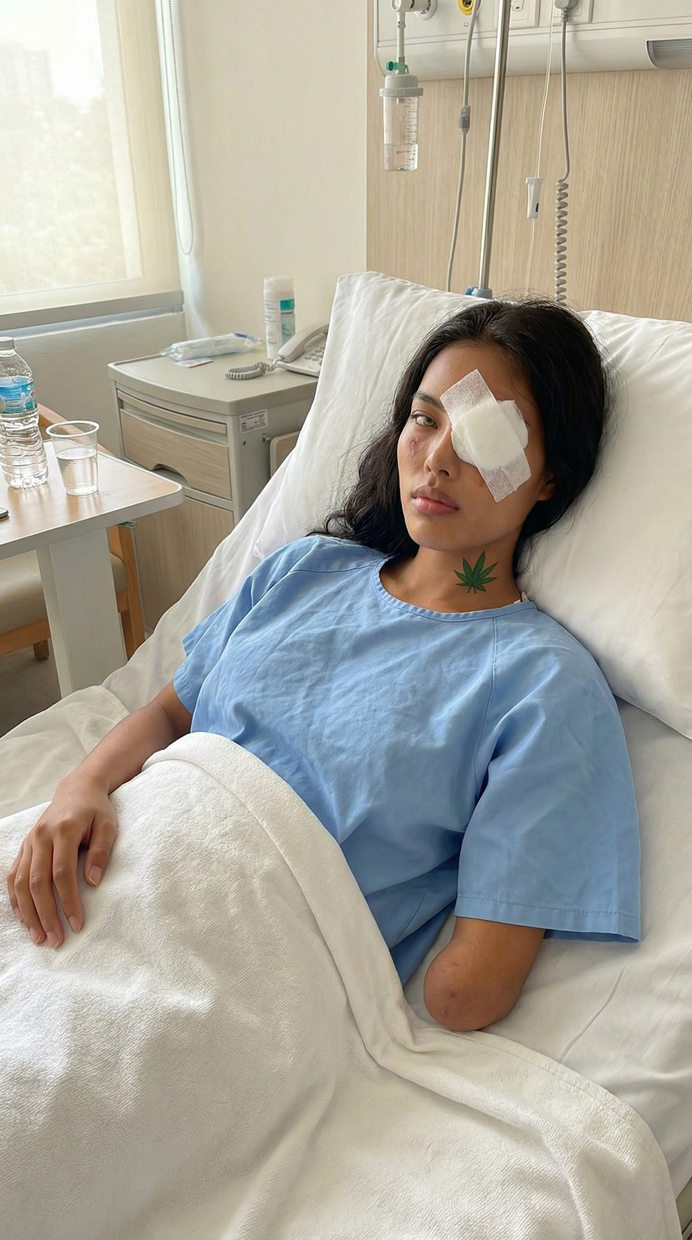 Maeva at the hospital after shark attack